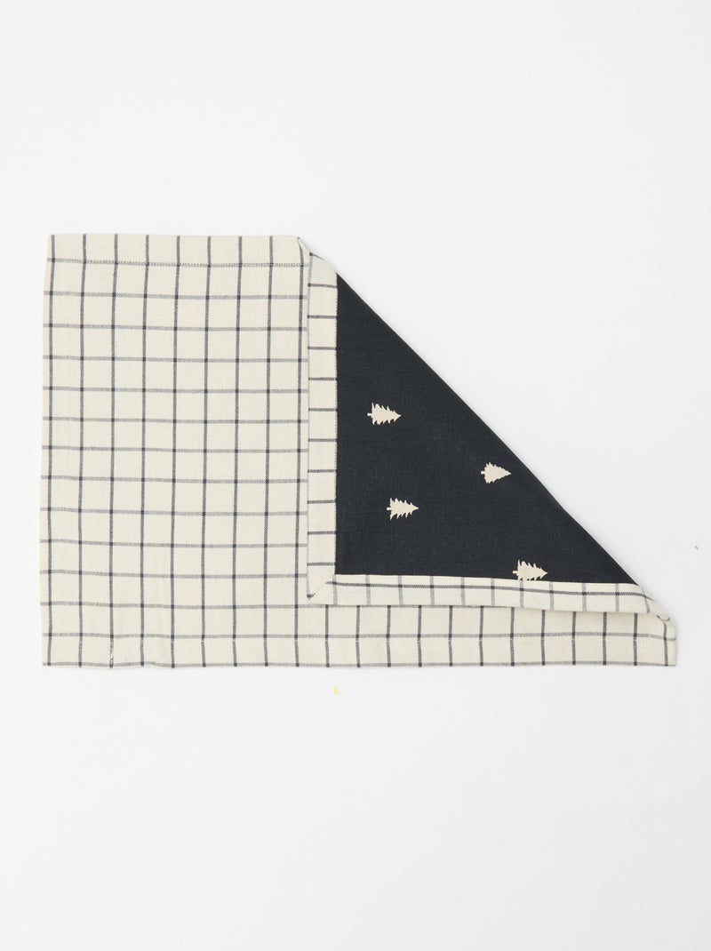 Conjunto de 2 individuais de mesa com estampado de Natal em algodão 45x30 cm Preto - Kiabi