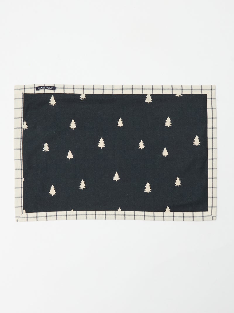 Conjunto de 2 individuais de mesa com estampado de Natal em algodão 45x30 cm Preto - Kiabi
