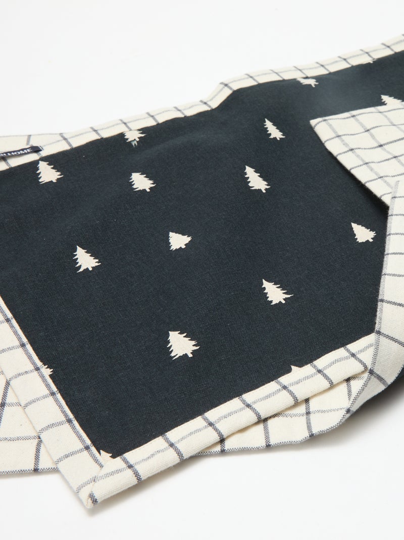 Conjunto de 2 individuais de mesa com estampado de Natal em algodão 45x30 cm Preto - Kiabi