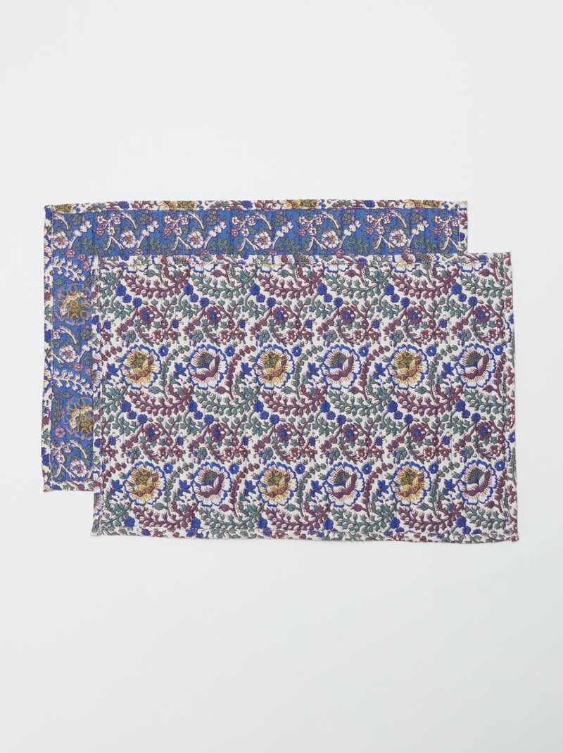 Conjunto de 2 individuais de mesa floridos (32x45 cm) - Kiabi Home AZUL - Kiabi