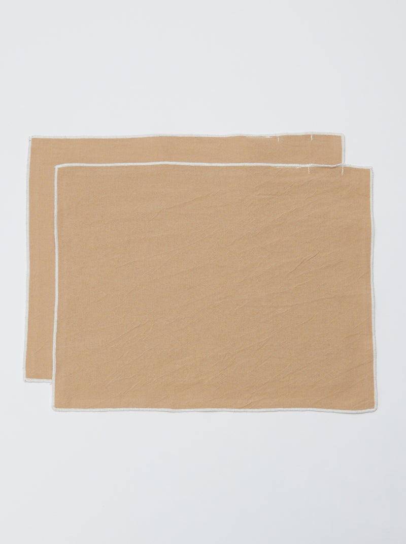 Conjunto de 2 individuais de mesa/guardanapos lisos 2 em 1 (32x40 cm) - Kiabi Home BEGE - Kiabi