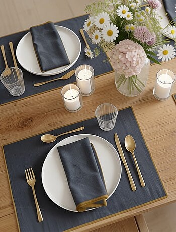 Conjunto de 2 individuais/guardanapos lisos 2 em 1 (32x40 cm) - Kiabi Home