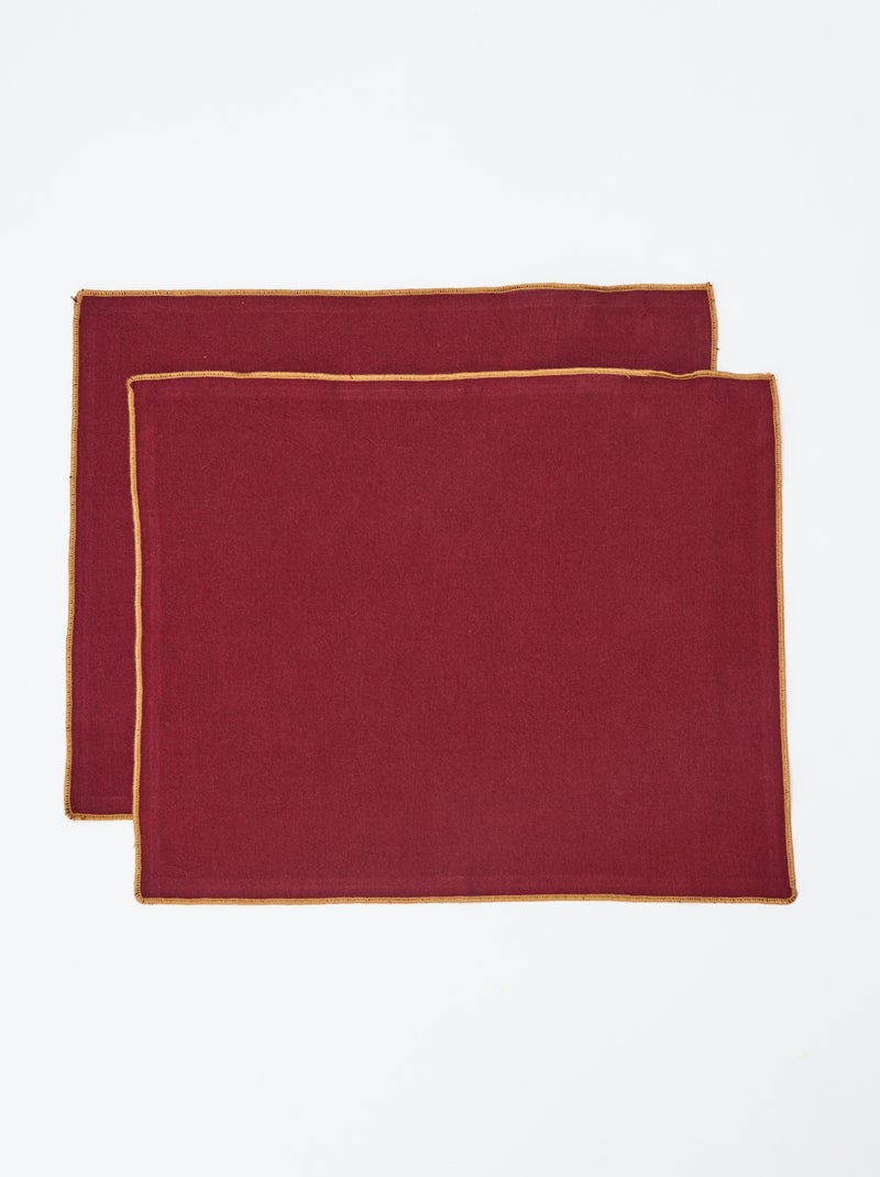 Conjunto de 2 individuais/guardanapos de mesa lisos 2 em 1 (32x40 cm) - Kiabi Home Castanho - Kiabi