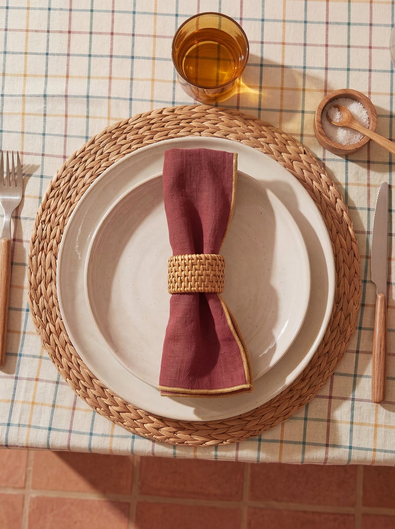 Conjunto de 2 individuais/guardanapos de mesa lisos 2 em 1 (32x40 cm) - Kiabi Home Castanho - Kiabi