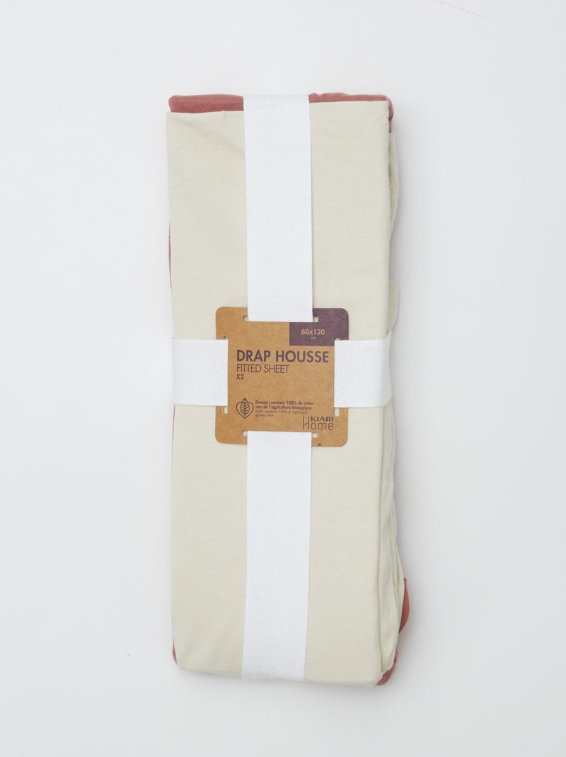 Conjunto de 2 lençóis de baixo com elástico - 60 x 120 cm BRANCO - Kiabi