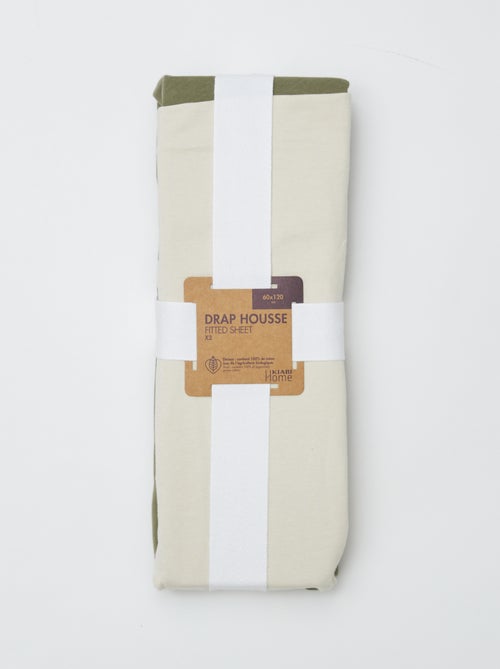 Conjunto de 2 lençóis de baixo com elástico - 60 x 120 cm - Kiabi