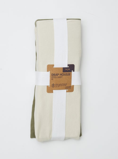 Conjunto de 2 lençóis de baixo com elástico para bebé (70x140) em jersey - Kiabi Home - Kiabi