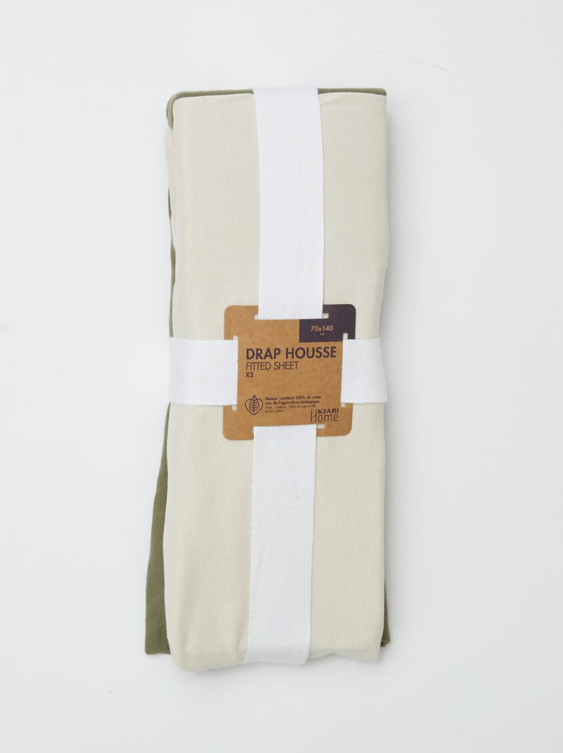Conjunto de 2 lençóis de baixo com elástico para bebé (70x140) em jersey - Kiabi Home BRANCO - Kiabi