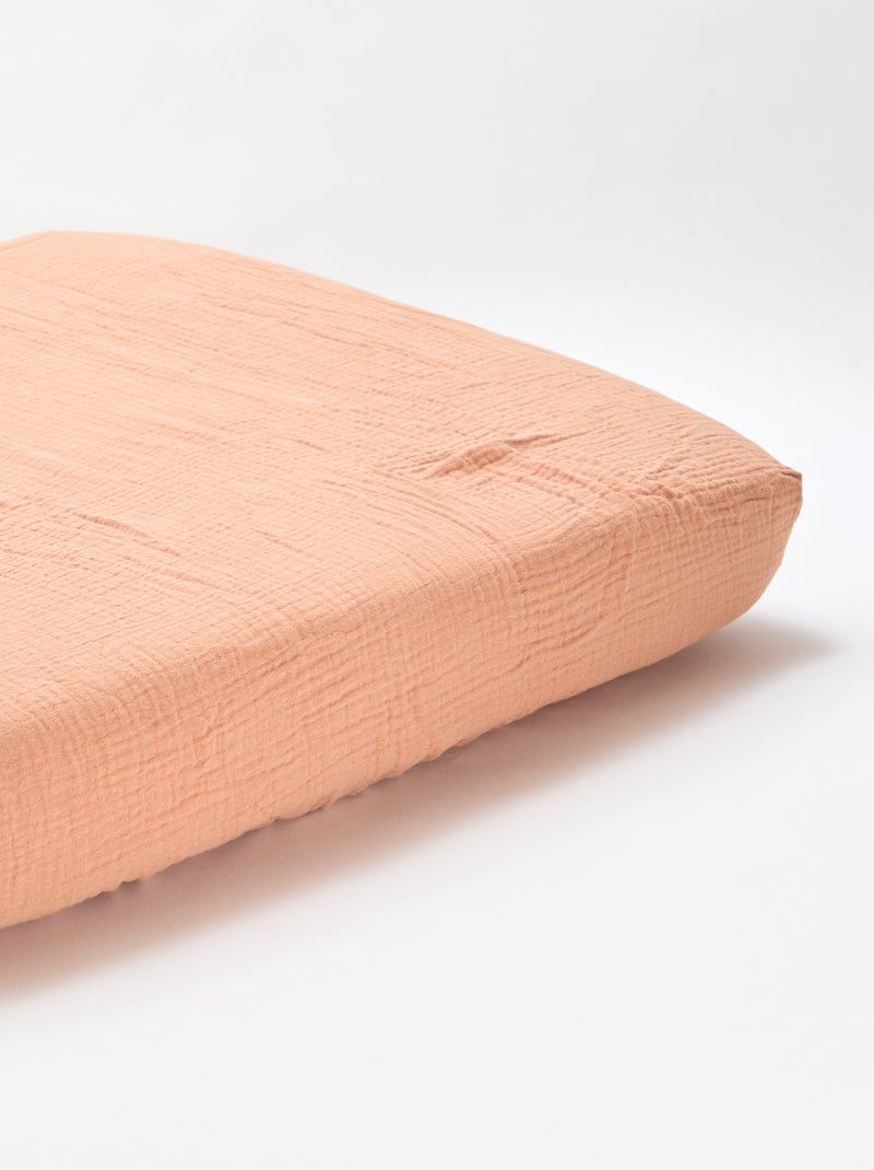 Conjunto de 2 lençóis de baixo em gaze suave Rosa - Kiabi