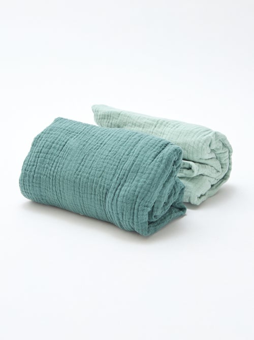 Conjunto de 2 lençóis de baixo em gaze suave - Kiabi