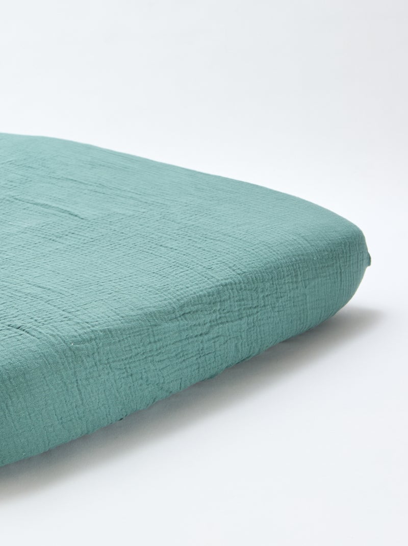 Conjunto de 2 lençóis de baixo em gaze suave Verde - Kiabi