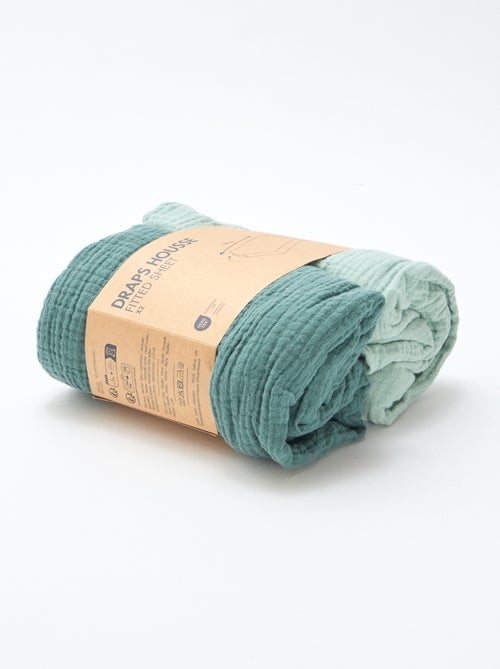 Conjunto de 2 lençóis de baixo em gaze suave - Kiabi