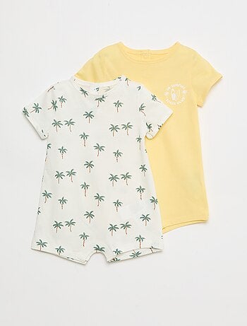 Conjunto de 2 babygrows curtos em jersey