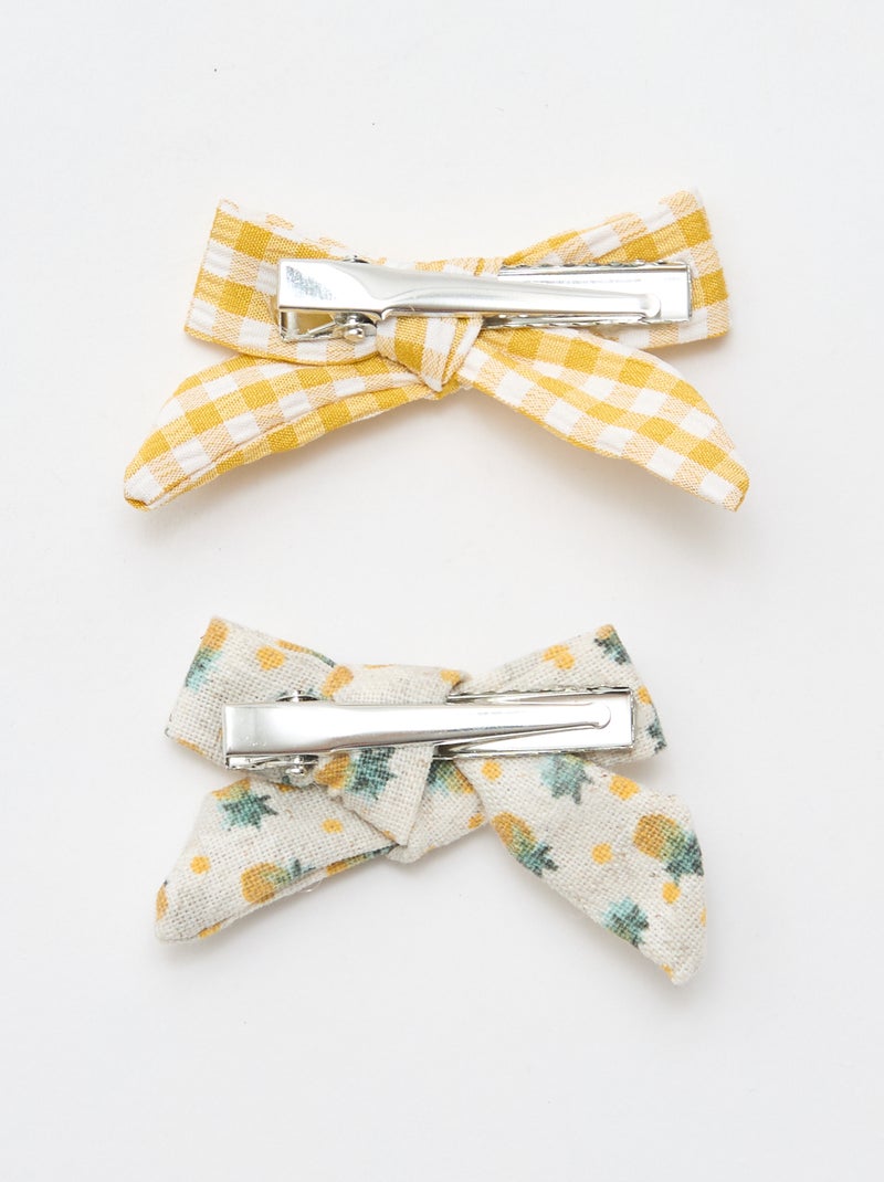 Conjunto de 2 molas de crocodilo com laços Amarelo - Kiabi