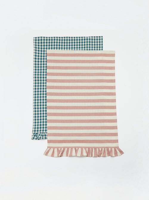 Conjunto de 2 panos de cozinha com folhos (50x70 cm) - Kiabi