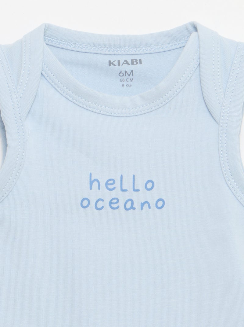 Conjunto de 2 peças - body + calções Azul - Kiabi