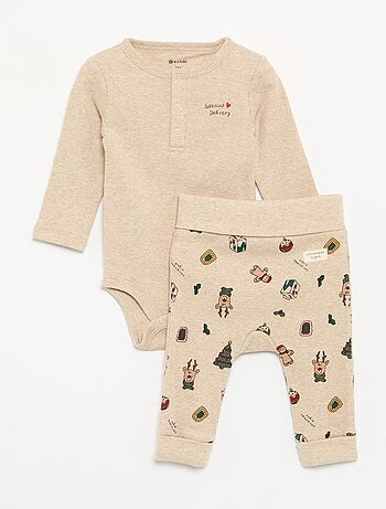 Conjunto de 2 peças - Body de manga comprida + legging