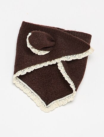 Conjunto de 2 peças - camisola + cachecol com detalhes em macramé