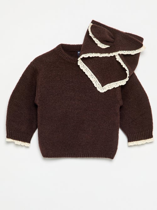Conjunto de 2 peças - camisola + cachecol com detalhes em macramé - Kiabi