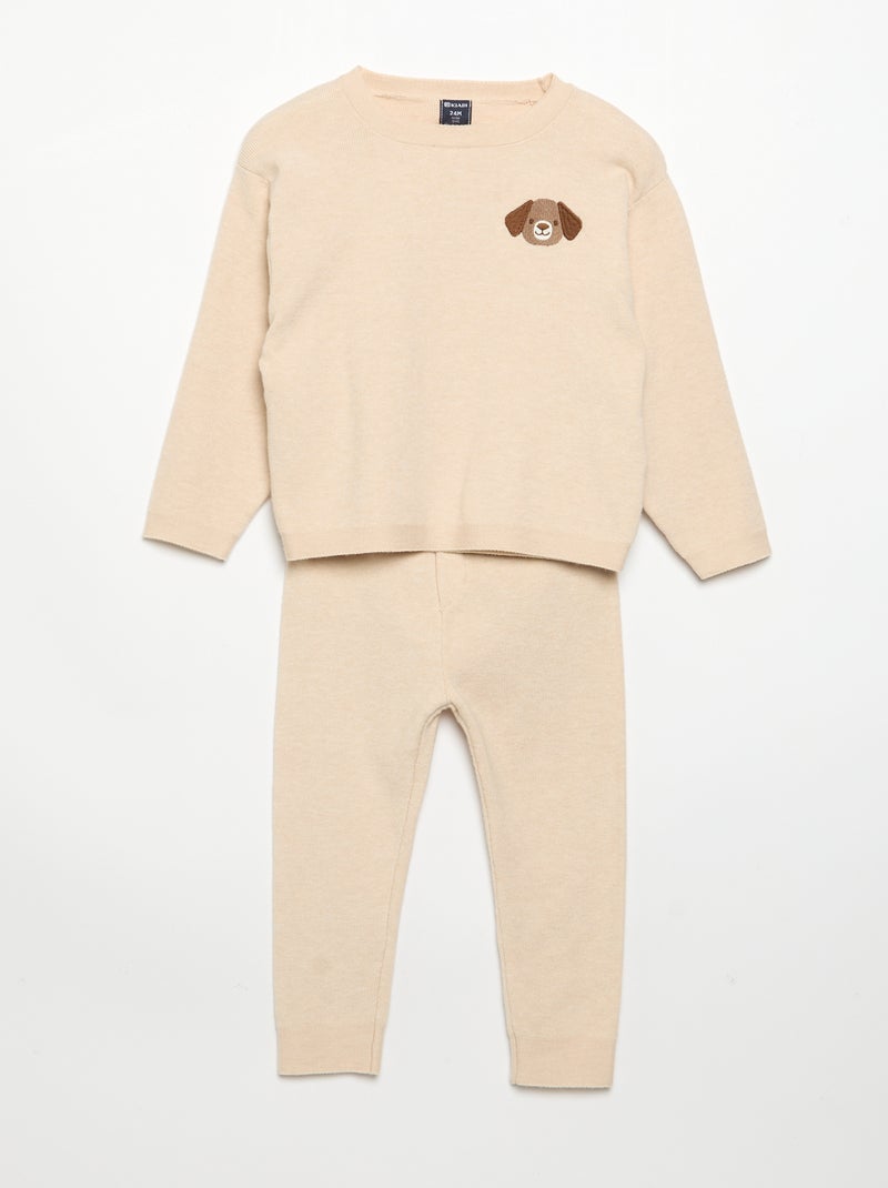 Conjunto de 2 peças - Camisola + Calças Bege - Kiabi