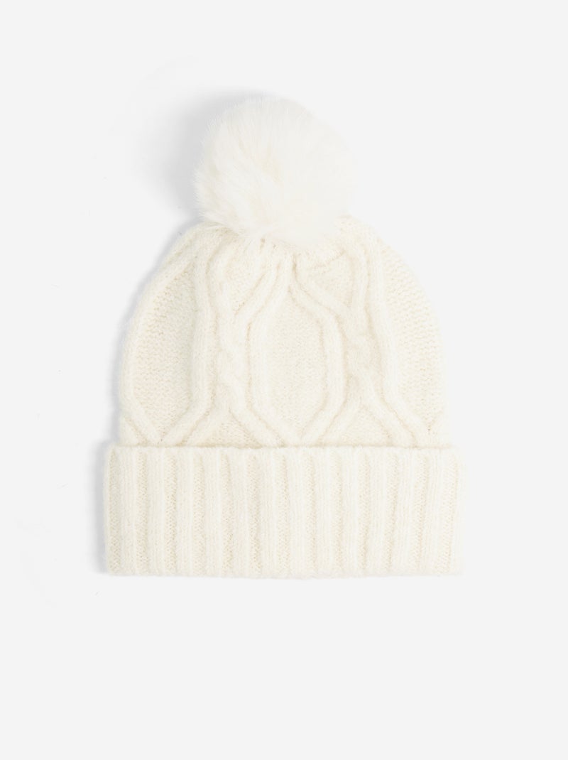 Conjunto de 2 peças - Gorro com pompom + Gola tubular Bege - Kiabi
