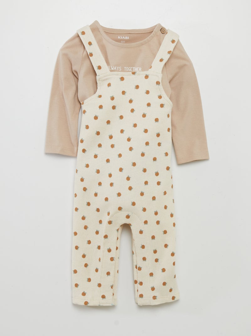 Conjunto de 2 peças  - Jardineiras + body BRANCO - Kiabi