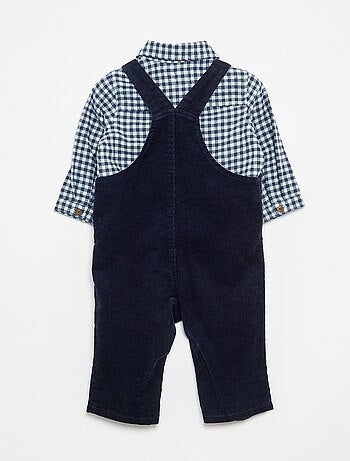 Conjunto de 2 peças - Jardineiras compridas + Camisa de manga comprida