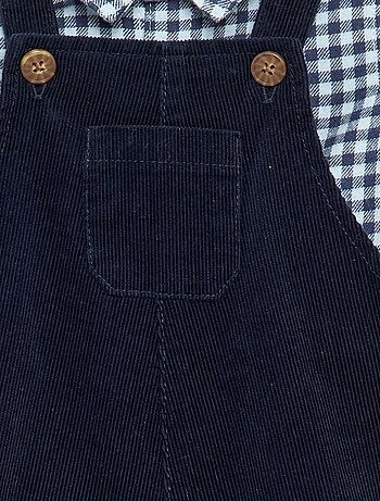 Conjunto de 2 peças - Jardineiras compridas + Camisa de manga comprida