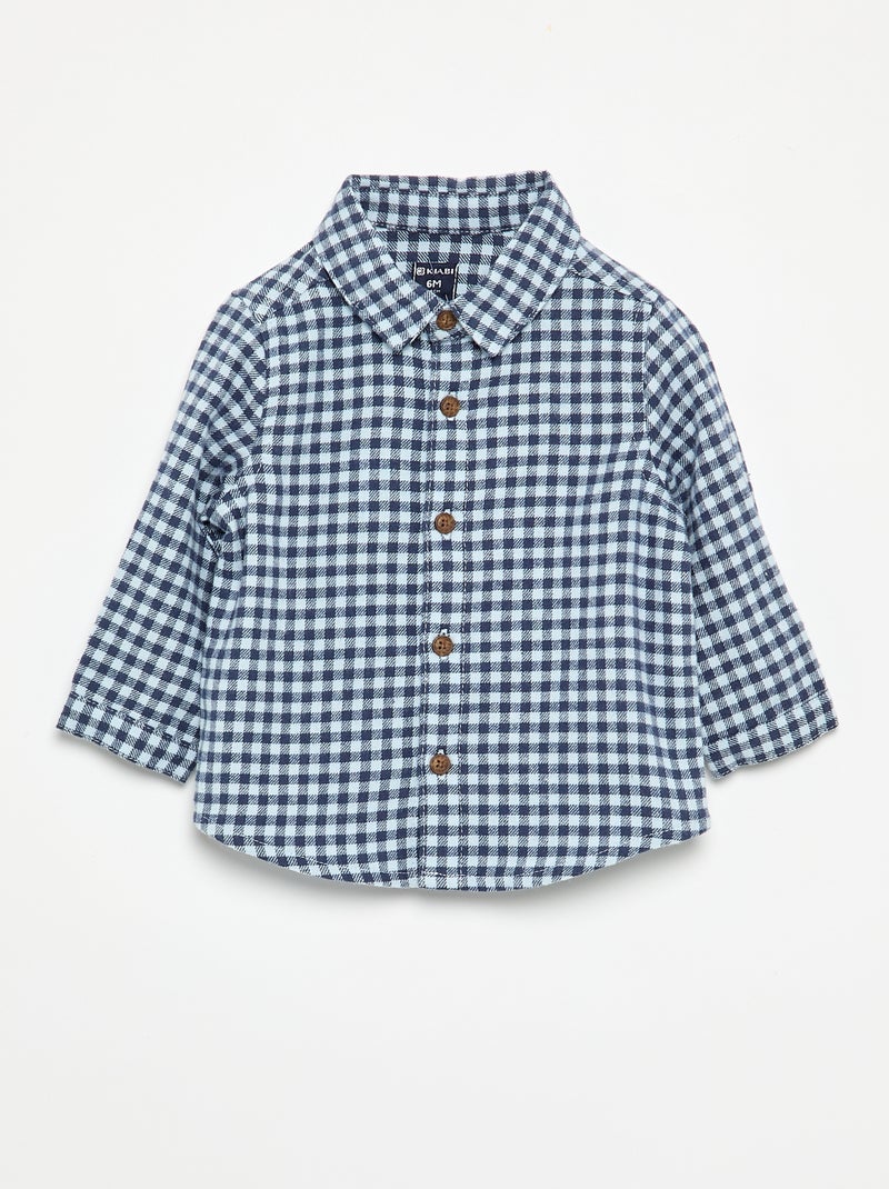 Conjunto de 2 peças - Jardineiras compridas + Camisa de manga comprida Azul - Kiabi
