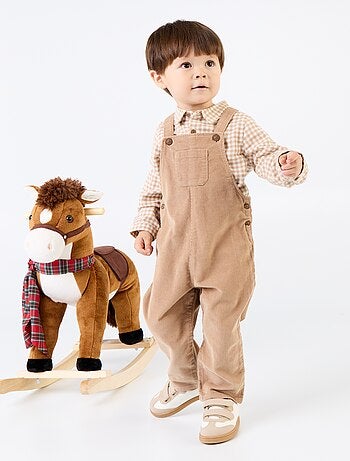 Conjunto de 2 peças - Jardineiras compridas + Camisa de manga comprida