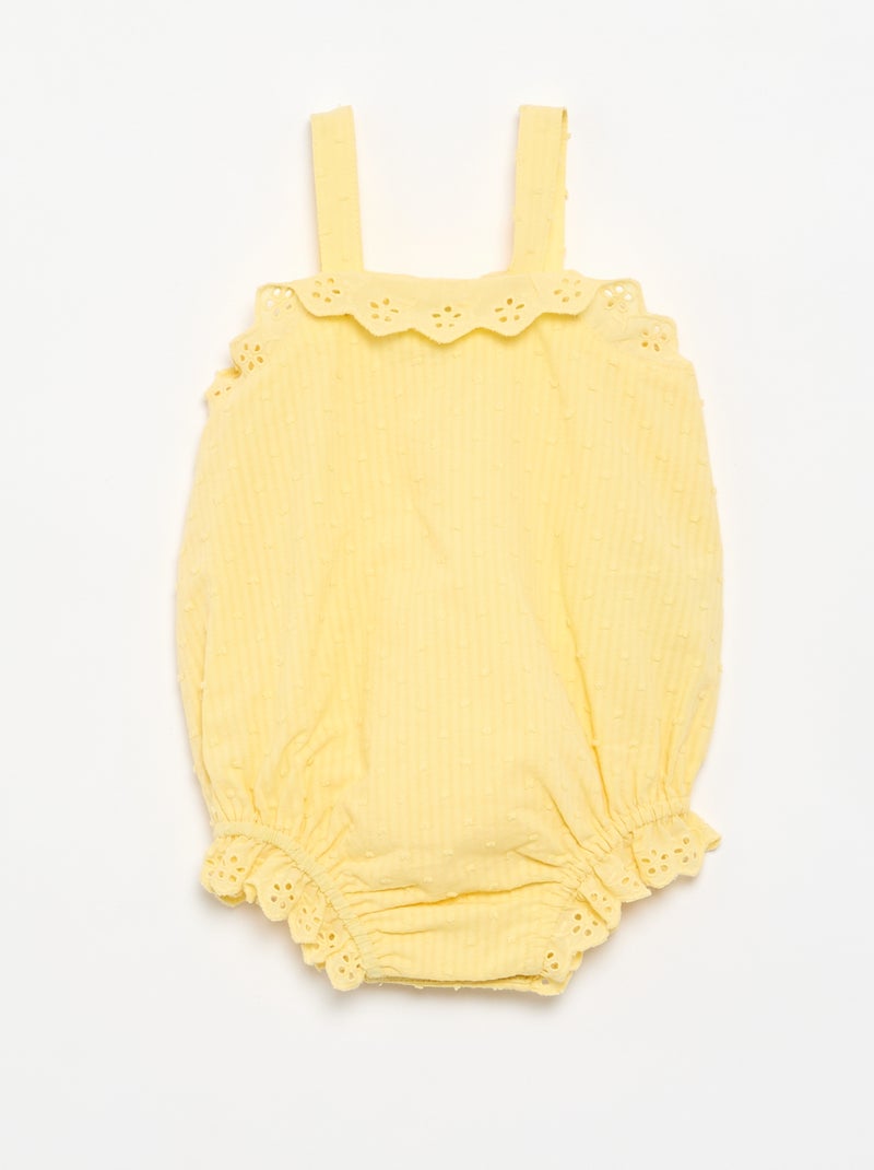 Conjunto de 2 peças - macacão de bebé + chapéu Amarelo - Kiabi