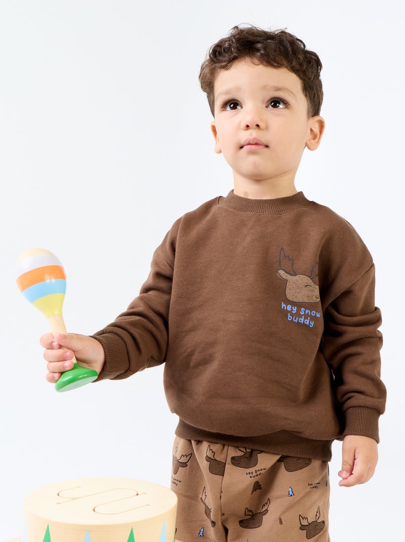 Conjunto de 2 peças - Sweat + calças Castanho - Kiabi