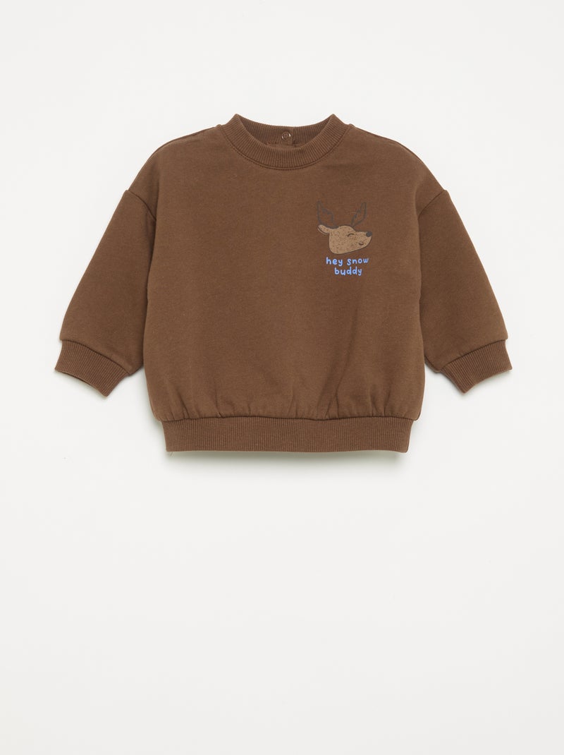 Conjunto de 2 peças - Sweat + calças Castanho - Kiabi
