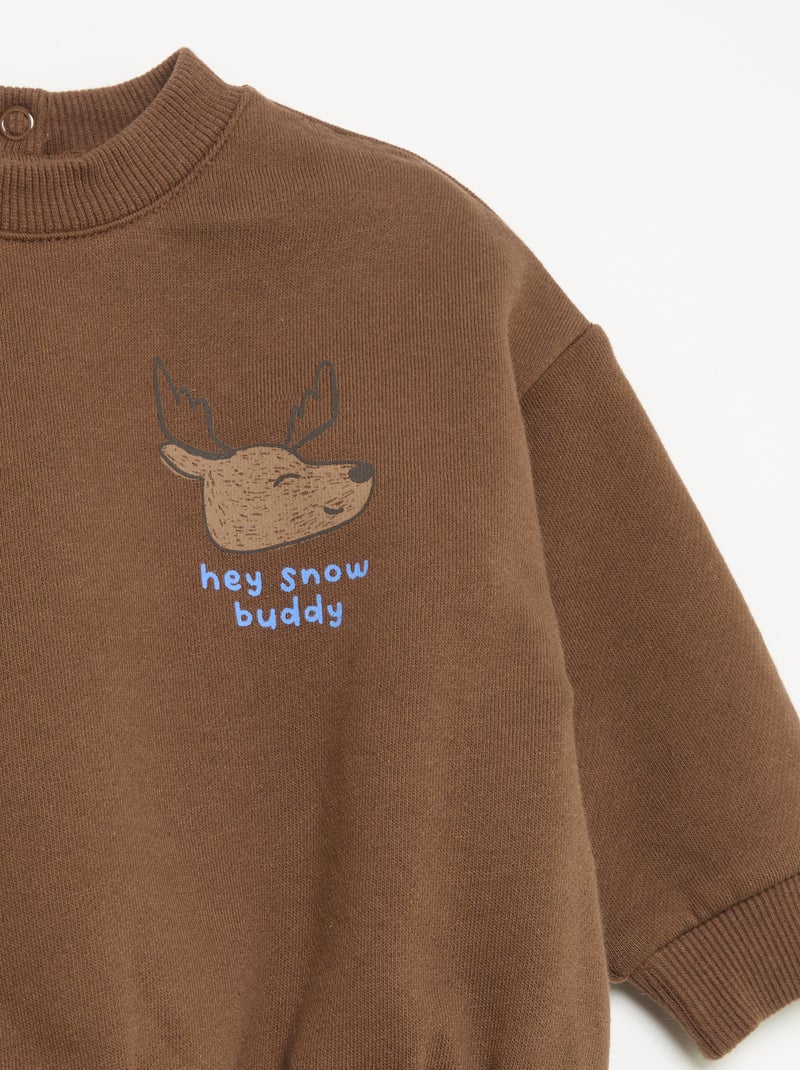 Conjunto de 2 peças - Sweat + calças Castanho - Kiabi