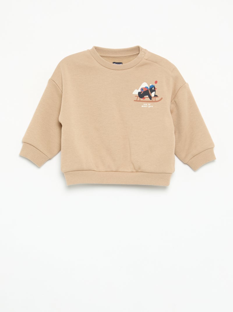 Conjunto de 2 peças - Sweatshirt + calças Bege - Kiabi