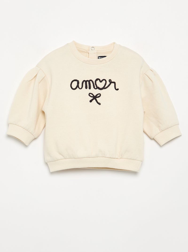 Conjunto de 2 peças - sweatshirt + calças Beige - Kiabi