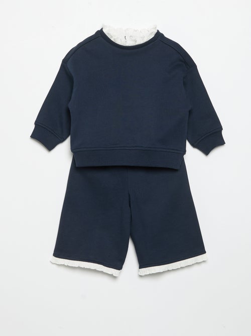 Conjunto de 2 peças - Sweatshirt + calças largas - Kiabi Conjunto de 2 peças - Sweatshirt + calças largas - Kiabi