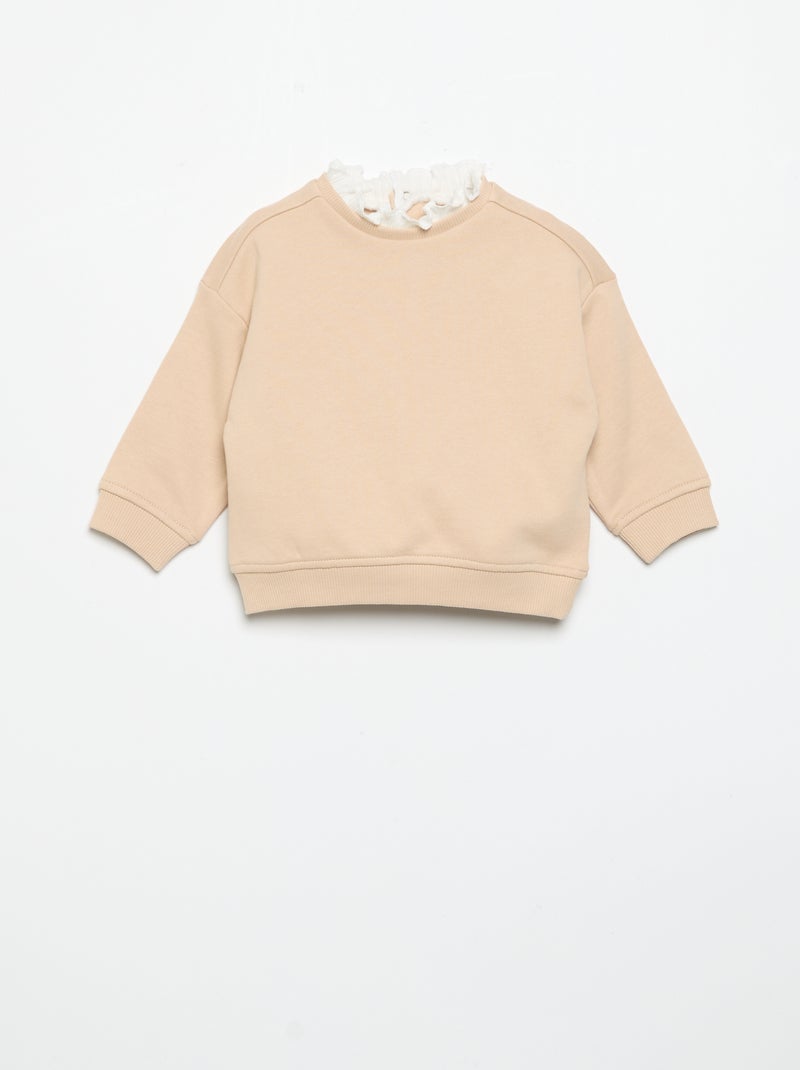 Conjunto de 2 peças - Sweatshirt + calças largas Bege - Kiabi