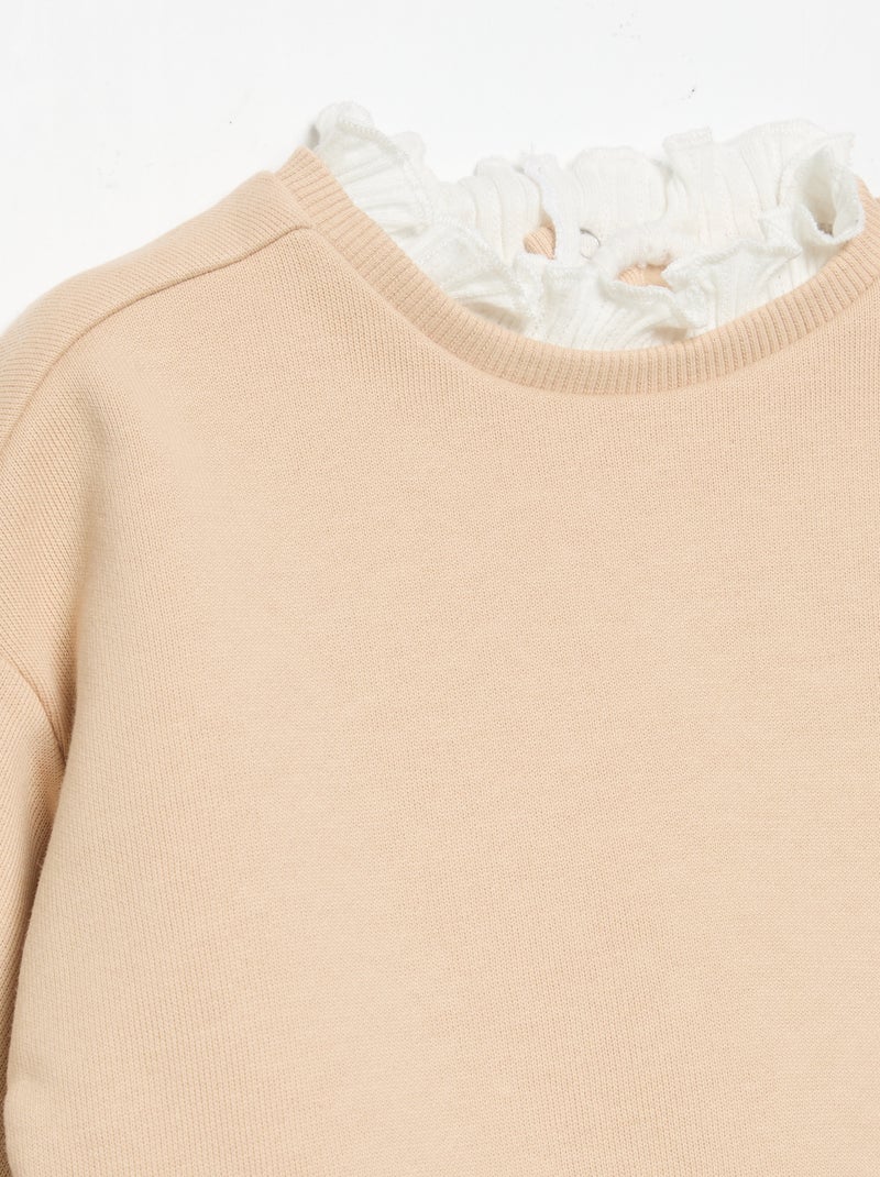 Conjunto de 2 peças - Sweatshirt + calças largas Bege - Kiabi