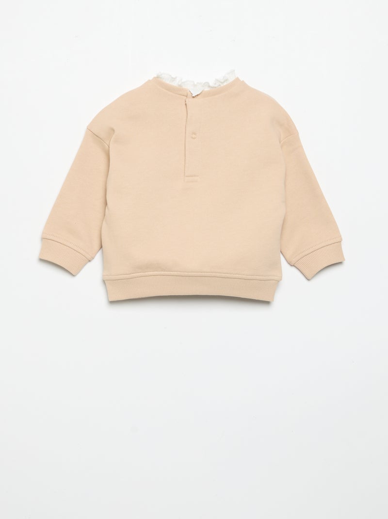 Conjunto de 2 peças - Sweatshirt + calças largas Bege - Kiabi
