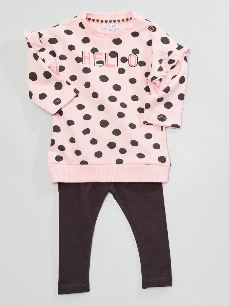 Conjunto de 2 peças  - Sweatshirt + leggings Rosa - Kiabi