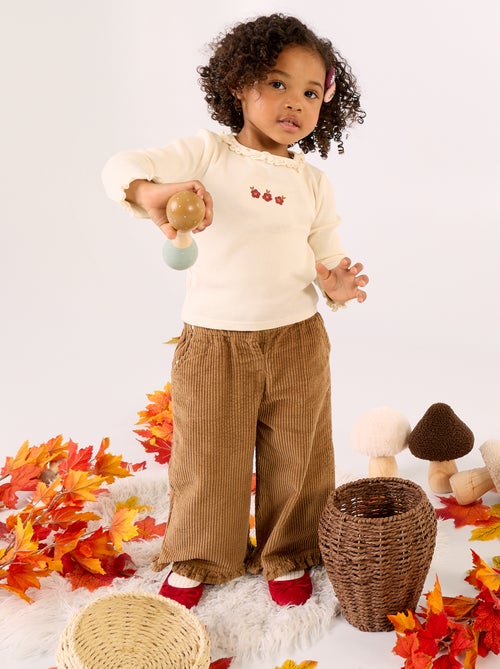 Conjunto de 2 peças - T-shirt + calças de veludo - Kiabi