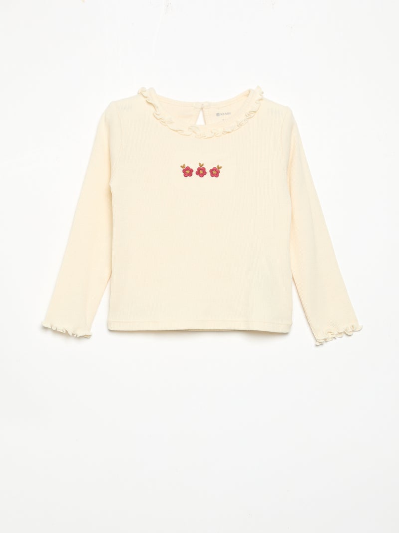 Conjunto de 2 peças - T-shirt + calças de veludo Branco - Kiabi