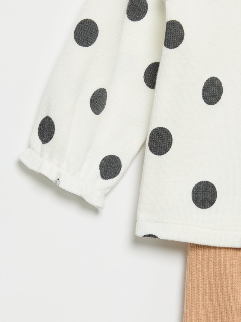 Conjunto de 2 peças - T-shirt de manga comprida + legging Branco - Kiabi