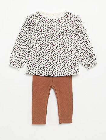 Conjunto de 2 peças - T-shirt de manga comprida + legging