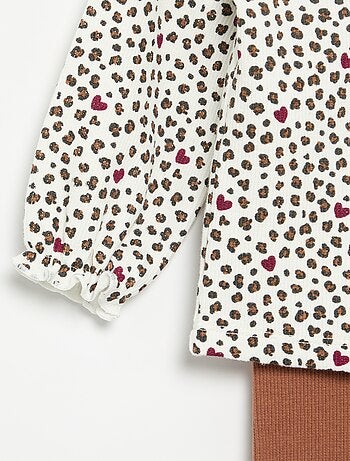Conjunto de 2 peças - T-shirt de manga comprida + legging