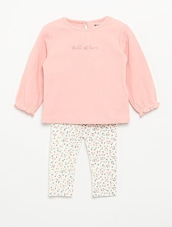 Conjunto de 2 peças - T-shirt de manga comprida + legging