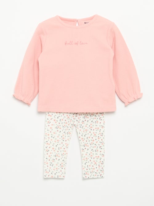 Conjunto de 2 peças - T-shirt de manga comprida + legging - Kiabi
