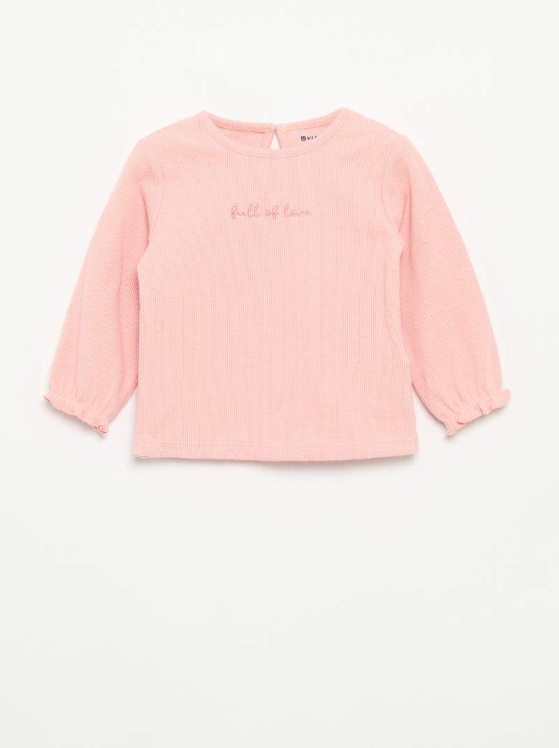 Conjunto de 2 peças - T-shirt de manga comprida + legging Rosa - Kiabi