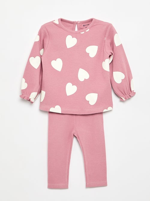 Conjunto de 2 peças - T-shirt de manga comprida + legging - Kiabi
